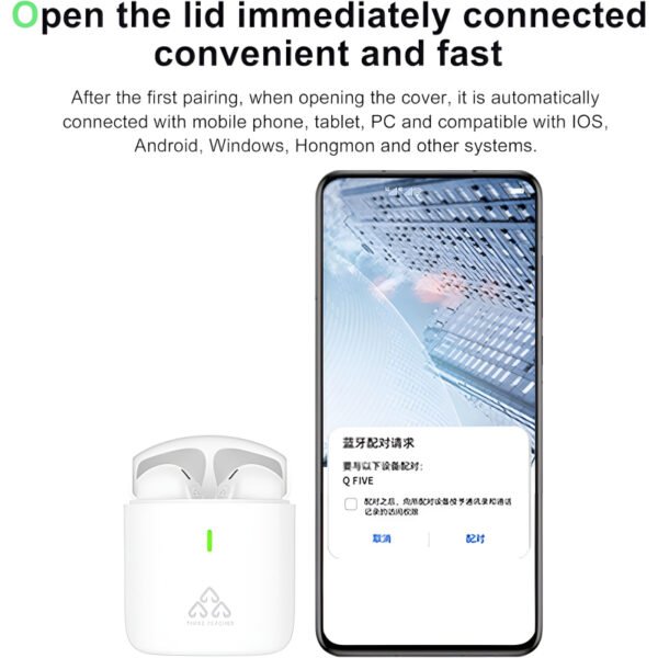 THREE PEACHES TWS Q Five Bluetooth 5.3 Noise-Cancelling, IPX4 Waterproof Elegant Design Earbuds - Image 2
