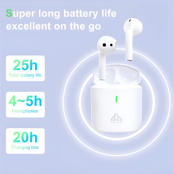 THREE PEACHES TWS Q Five Bluetooth 5.3 Noise-Cancelling, IPX4 Waterproof Elegant Design Earbuds - Image 3