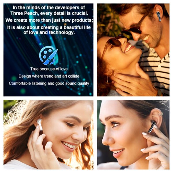 THREE PEACHES TWS Q Five Bluetooth 5.3 Noise-Cancelling, IPX4 Waterproof Elegant Design Earbuds - Image 13