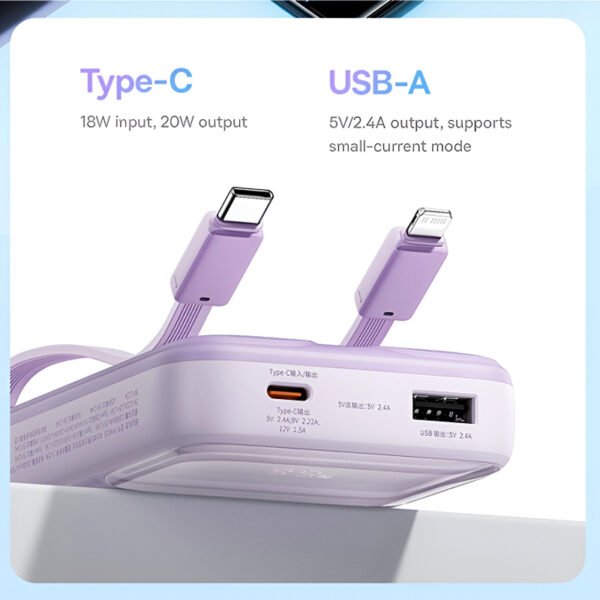 Baseus Comet Series 20000mAh 22.5W Dual-Cable Digital Display Fast Charging Power Bank - Image 8