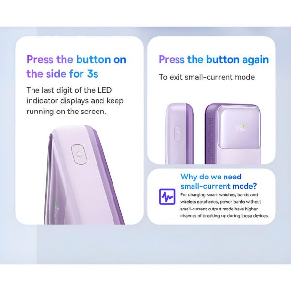 Baseus Comet Series 20000mAh 22.5W Dual-Cable Digital Display Fast Charging Power Bank - Image 9