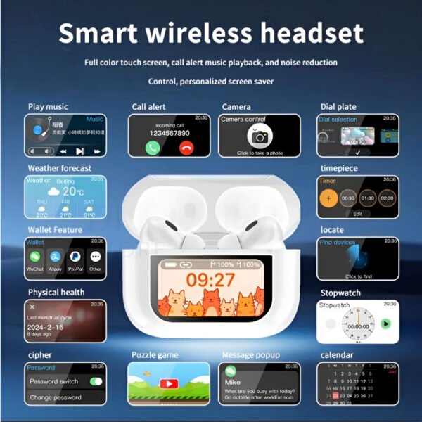A9 Pro High Quality Sound, ENC Noise Reduction Wireless AirPods With Smart Touch Screen Control - Image 9
