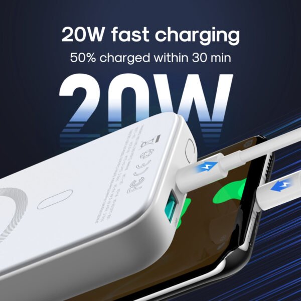 oyroom JR-W020 Magnetic Wireless Power Bank in Black – 10000mAh Capacity with MagSafe Compatibility for Seamless Charging - Image 8