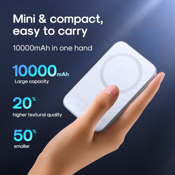 oyroom JR-W020 Magnetic Wireless Power Bank in Black – 10000mAh Capacity with MagSafe Compatibility for Seamless Charging - Image 2