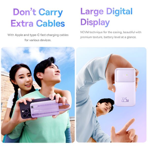 Baseus Comet Series 20000mAh 22.5W Dual-Cable Digital Display Fast Charging Power Bank - Image 5
