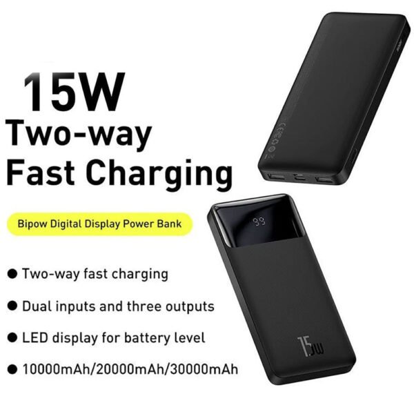 Baseus Bipow 10000mAh Quick Charging 15W Digital Display Portable Power Bank for Multiple Devices - Image 7