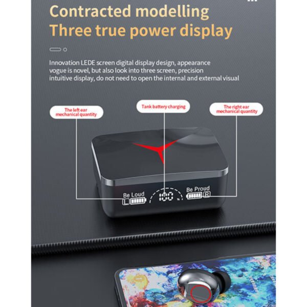 M90 Pro TWS Touch Control Wireless Bluetooth Earbuds With LED Display & Power Bank - Image 7