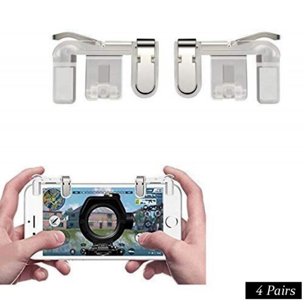 Pack Of 4 Pairs PUBG Mobile Game Controller Triggers L1R1 Game Joysticks Transparent (Metal)