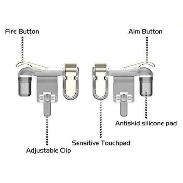Pack Of 4 Pairs PUBG Mobile Game Controller Triggers L1R1 Game Joysticks Transparent (Metal) - Image 2
