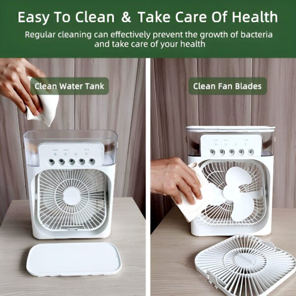 4-In-1 Multi-Functional Portable Air Humidifier Cooling USB Fan With 7-Color Night Light - Image 9