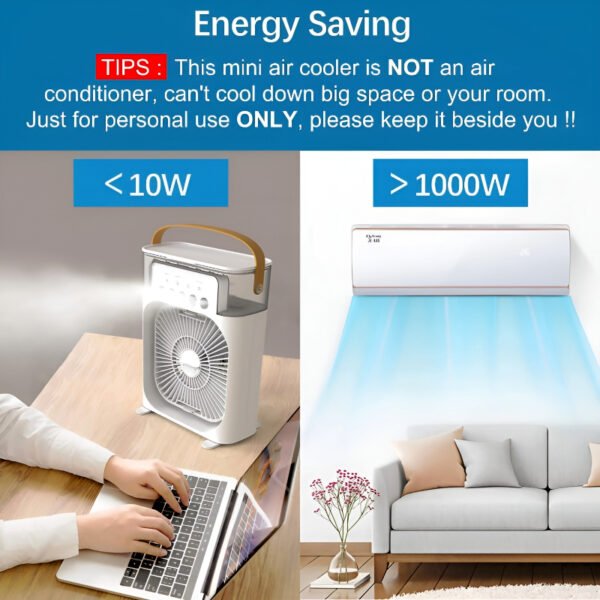 4-In-1 Multi-Functional Portable Air Humidifier Cooling USB Fan With 7-Color Night Light - Image 3