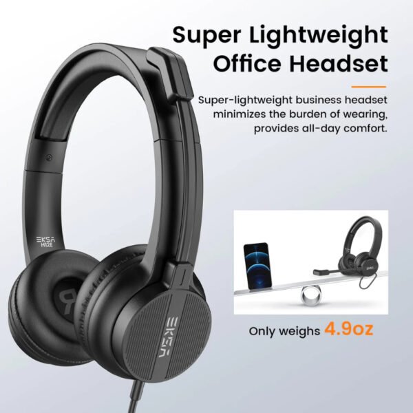 EKSA H12 3.5mm Stereo Wired Headset With Microphone For Call Center And Gaming - Image 7