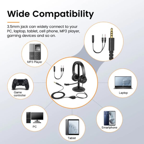EKSA H12 3.5mm Stereo Wired Headset With Microphone For Call Center And Gaming - Image 8
