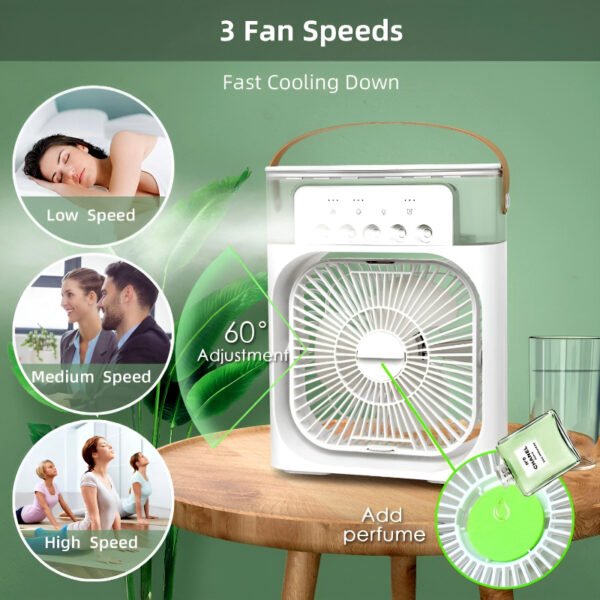 4-In-1 Multi-Functional Portable Air Humidifier Cooling USB Fan With 7-Color Night Light - Image 10