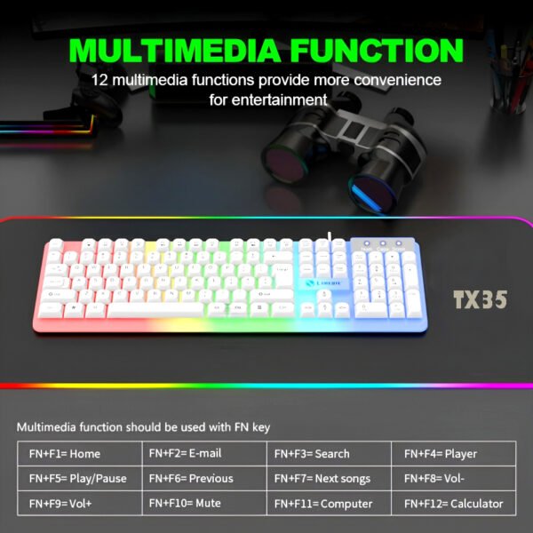 TX35 Limeide RGB Suspension Backlit Lightweight Luminous Wired Gaming Keyboard - Image 8