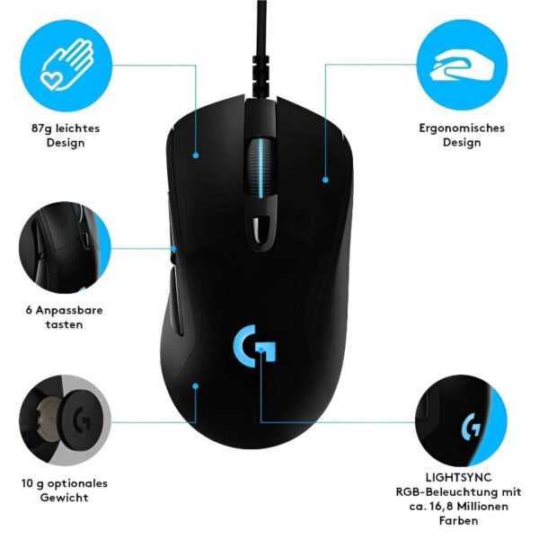 Logitech G403 HERO Gaming Mouse with LIGHTSYNC RGB and Pro-Grade Performance - Image 2