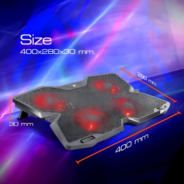 F4 Plus Notebook Cooling Pad Ultimate Cooling Power With Silent Operation And Vibrant LED Effects - Image 2