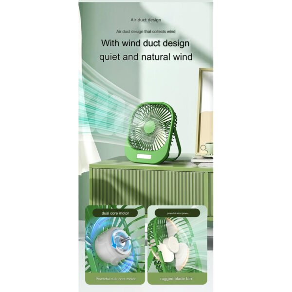Wireless Portable Mini Brushless Fan with Super Large Wind Power, 3-Speed Setting, and LED Torch Light - Image 3