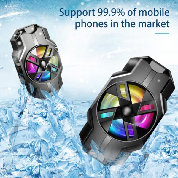 S3 Mobile Phone Radiator Strong Wind Low Noise Colorful Lights Non-Slip Fan - Image 3
