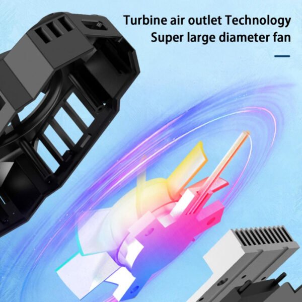 S3 Mobile Phone Radiator Strong Wind Low Noise Colorful Lights Non-Slip Fan - Image 4
