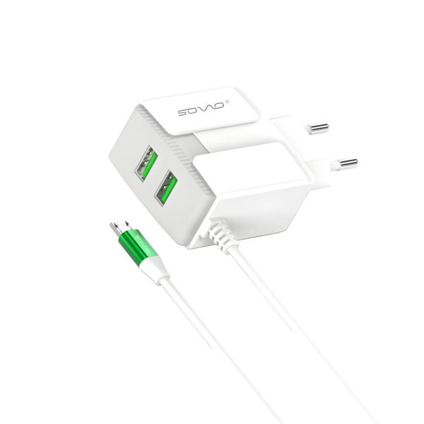 SOVO SG-84 Crystal 3.1-Amp 2USB High Quallity Micro Cable Fast Charger