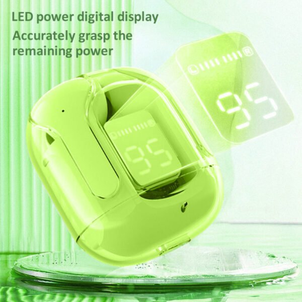 Bluetooth Compatible 5.3 LED Power Digital Display Stereo Sound Transparent Wireless Earbuds - Image 3