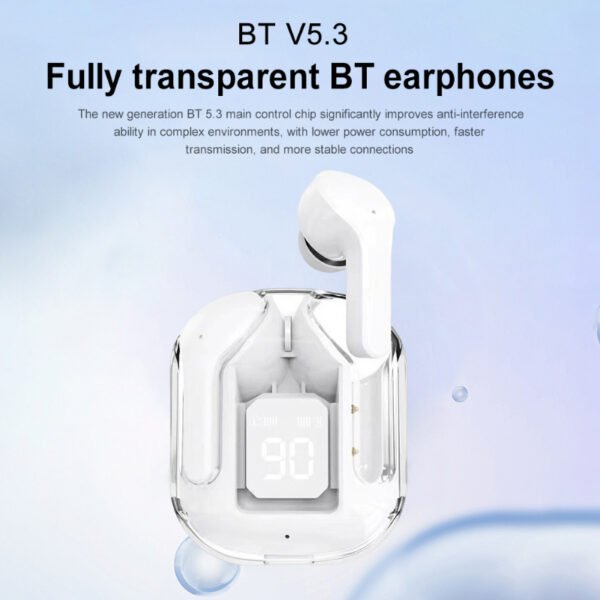 Bluetooth Compatible 5.3 LED Power Digital Display Stereo Sound Transparent Wireless Earbuds - Image 5