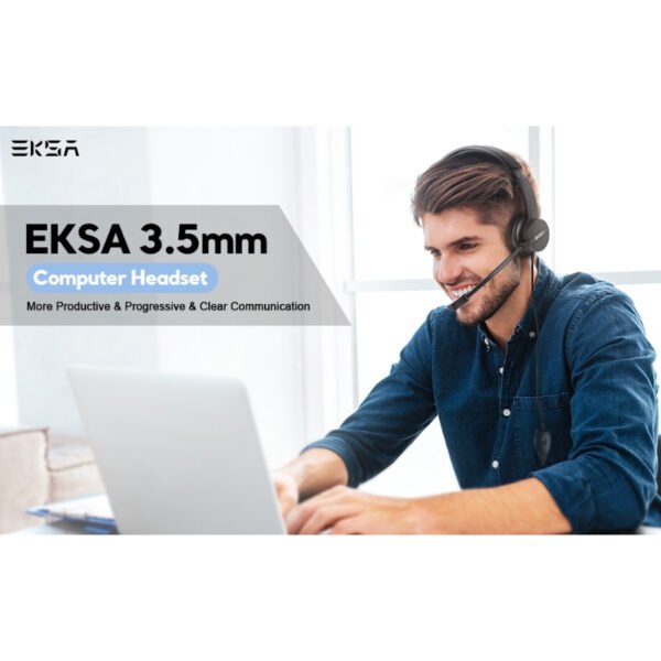 EKSA H12 3.5mm Stereo Wired Headset With Microphone For Call Center And Gaming - Image 2