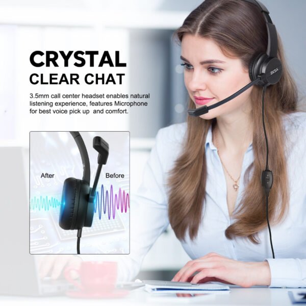EKSA H12 3.5mm Stereo Wired Headset With Microphone For Call Center And Gaming - Image 4