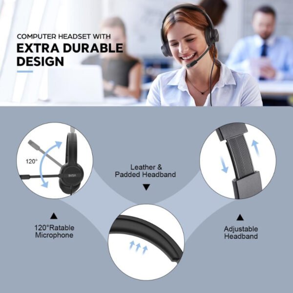 EKSA H12 3.5mm Stereo Wired Headset With Microphone For Call Center And Gaming - Image 6