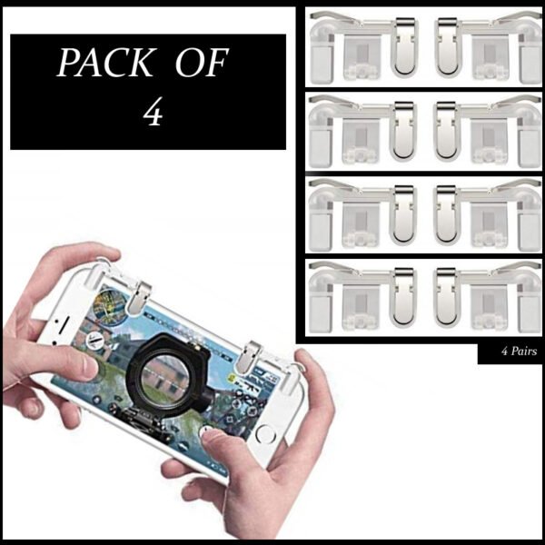 Pack Of 4 Pairs PUBG Mobile Game Controller Triggers L1R1 Game Joysticks Transparent (Metal) - Image 5