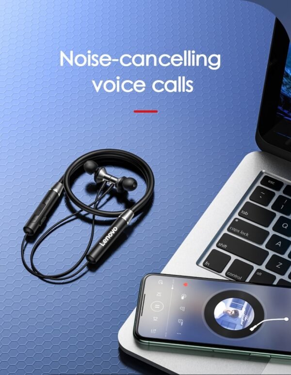 Lenovo HE05 Bluetooth 5.0 Neckband Wireless Stereo Sports Magnetic Headphones IPX5 Waterproof - Image 5