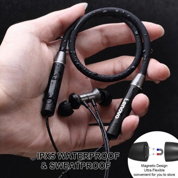 Lenovo HE05 Bluetooth 5.0 Neckband Wireless Stereo Sports Magnetic Headphones IPX5 Waterproof - Image 9