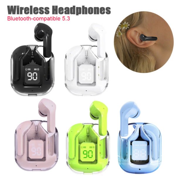 Bluetooth Compatible 5.3 LED Power Digital Display Stereo Sound Transparent Wireless Earbuds - Image 10