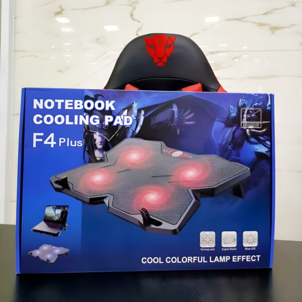 F4 Plus Notebook Cooling Pad Ultimate Cooling Power With Silent Operation And Vibrant LED Effects - Image 8