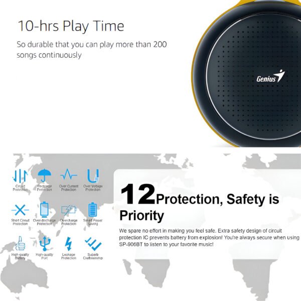 Genius SP-906BT Plus: Portable Bluetooth Speaker with Powerful Sound and Extended Playtime - Image 3
