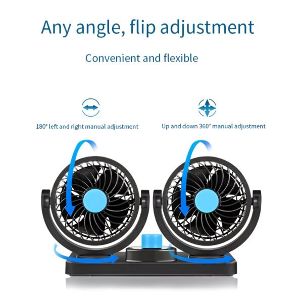 F30 Dual-Headed 360° Rotating Car Fan with Low Noise & Adjustable Airflow - Image 8