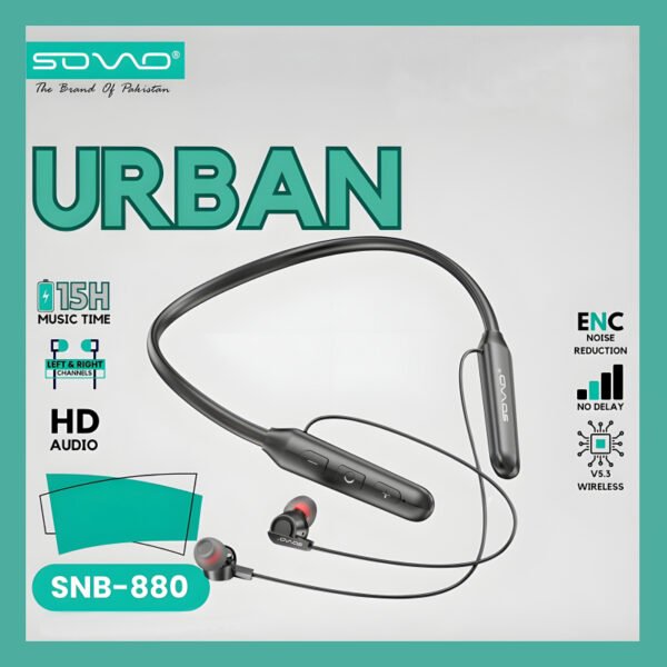 Sovo SNB-880 Urban High-Quality Wireless Stereo Neckband With Superior Sound - Image 3