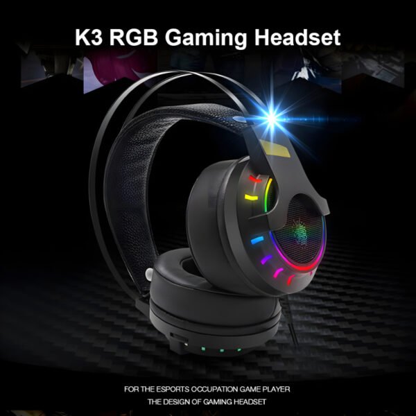 K3 Super Bass Comfortable Wear E-Sports RGB Gaming Wired Headset - Image 5